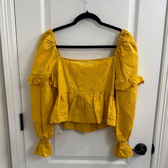 NWT Tularosa Amanda Ruffle Detail Button Front Top in Marigold Women's Size XS - Picture 8 of 9
